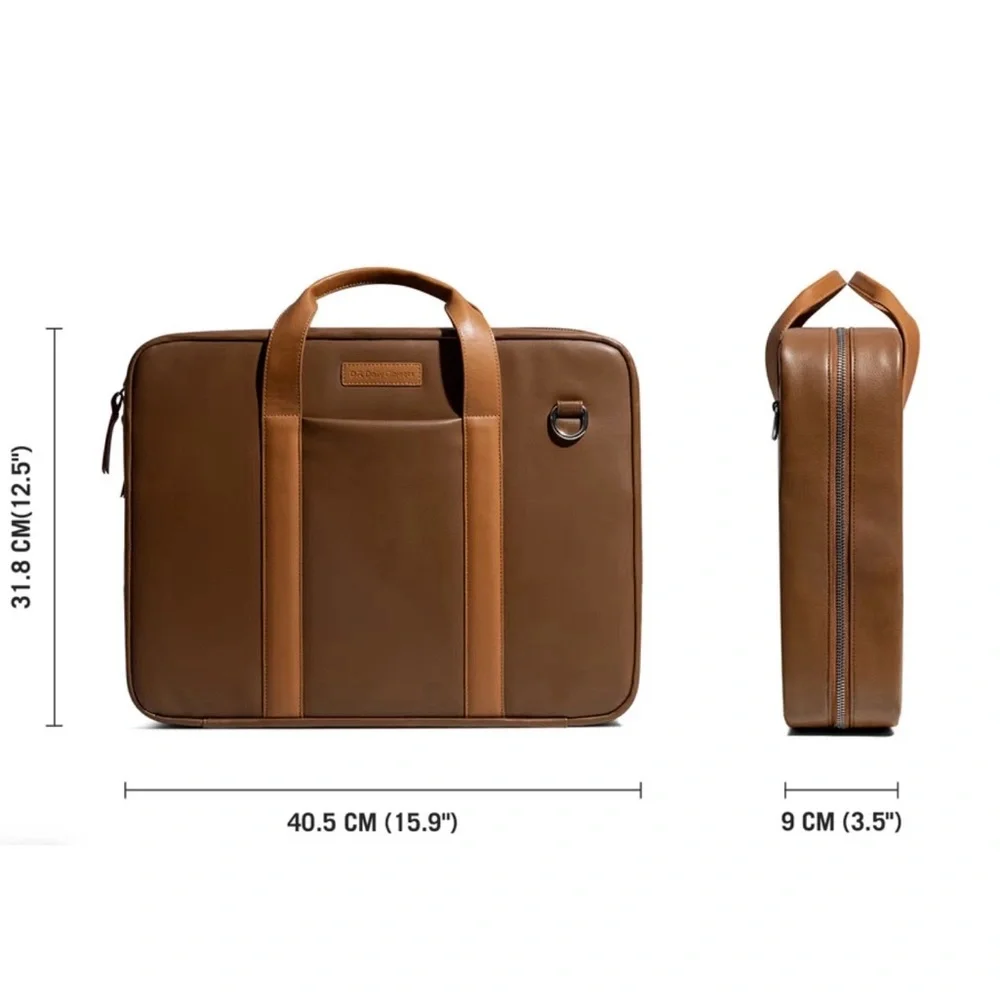Elegant Tan Vegan Leather Laptop Bag for Men